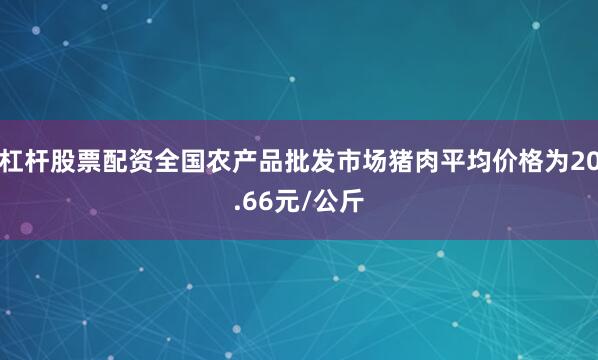 杠杆股票配资全国农产品批发市场猪肉平均价格为20.66元/公斤